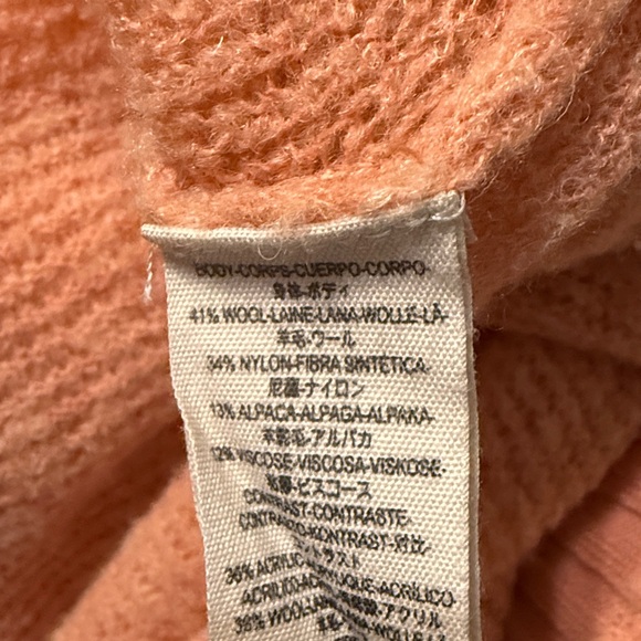 Free People Size XS Peach Elderflower Pullover Sweater Ribbed Balloon Sleeves - Picture 6 of 7